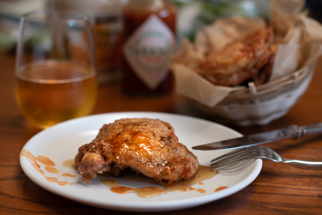 Gluten Free Fried Chicken with maple syrup and Tabasco