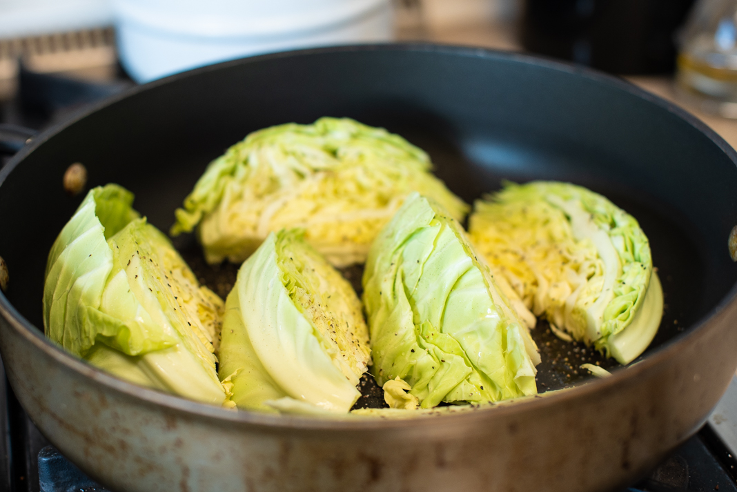 Raw cabbage wedges