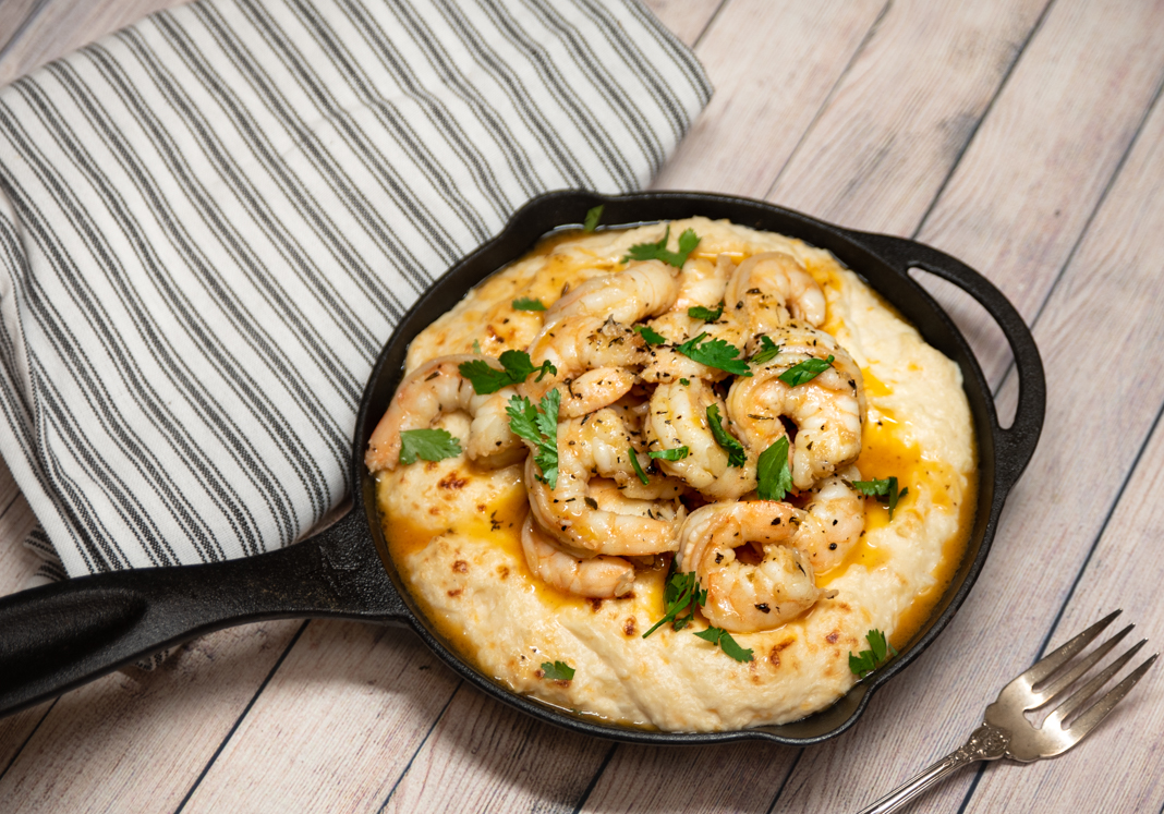 Cheesy Cauliflower and Shrimp