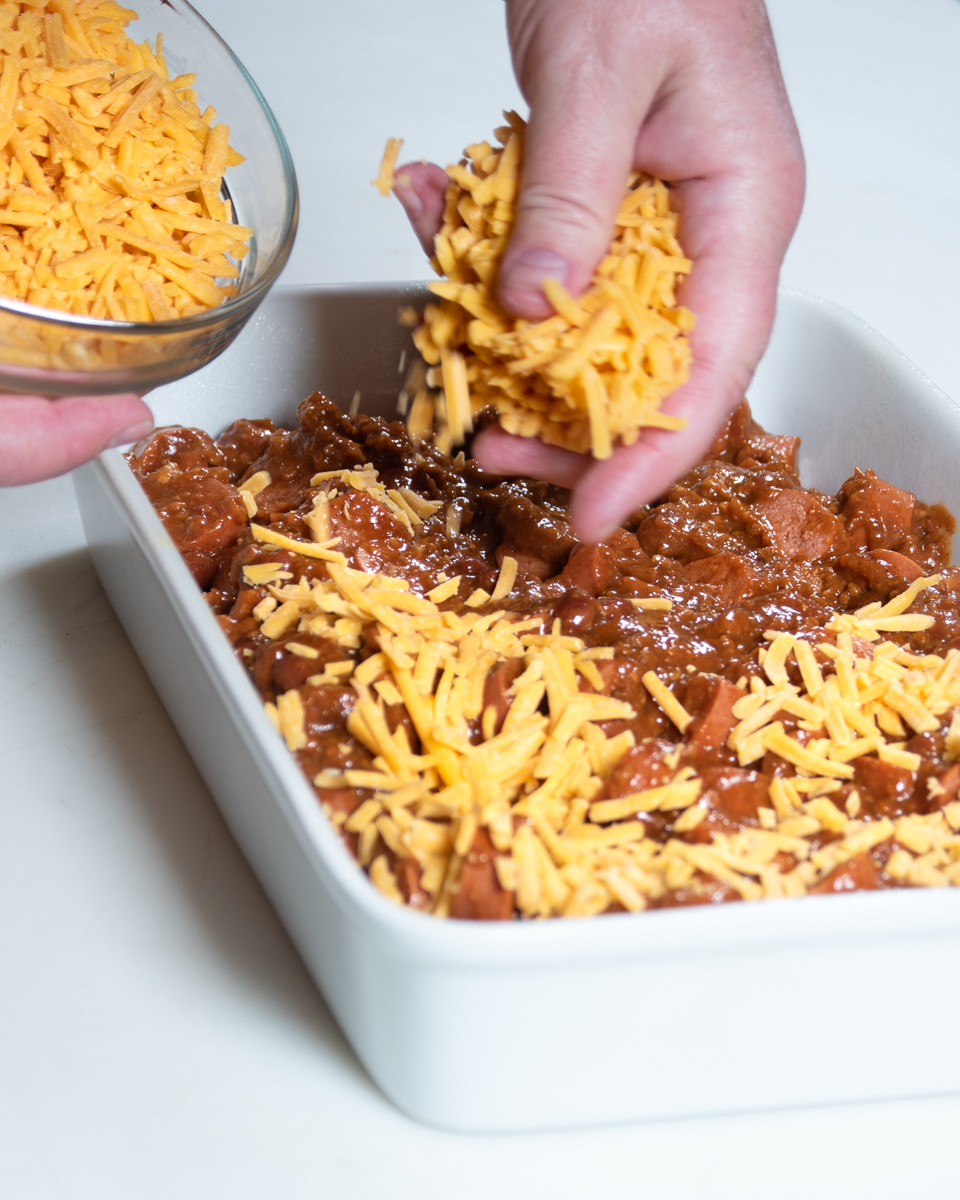 Tater Tot Chili Dog Casserole