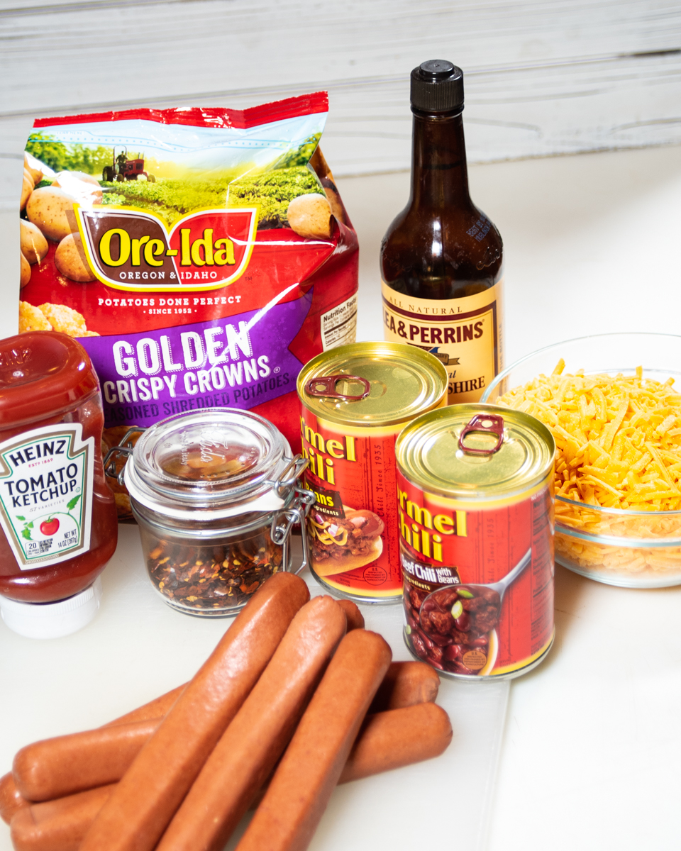 Tater Tot Chili Dog Casserole