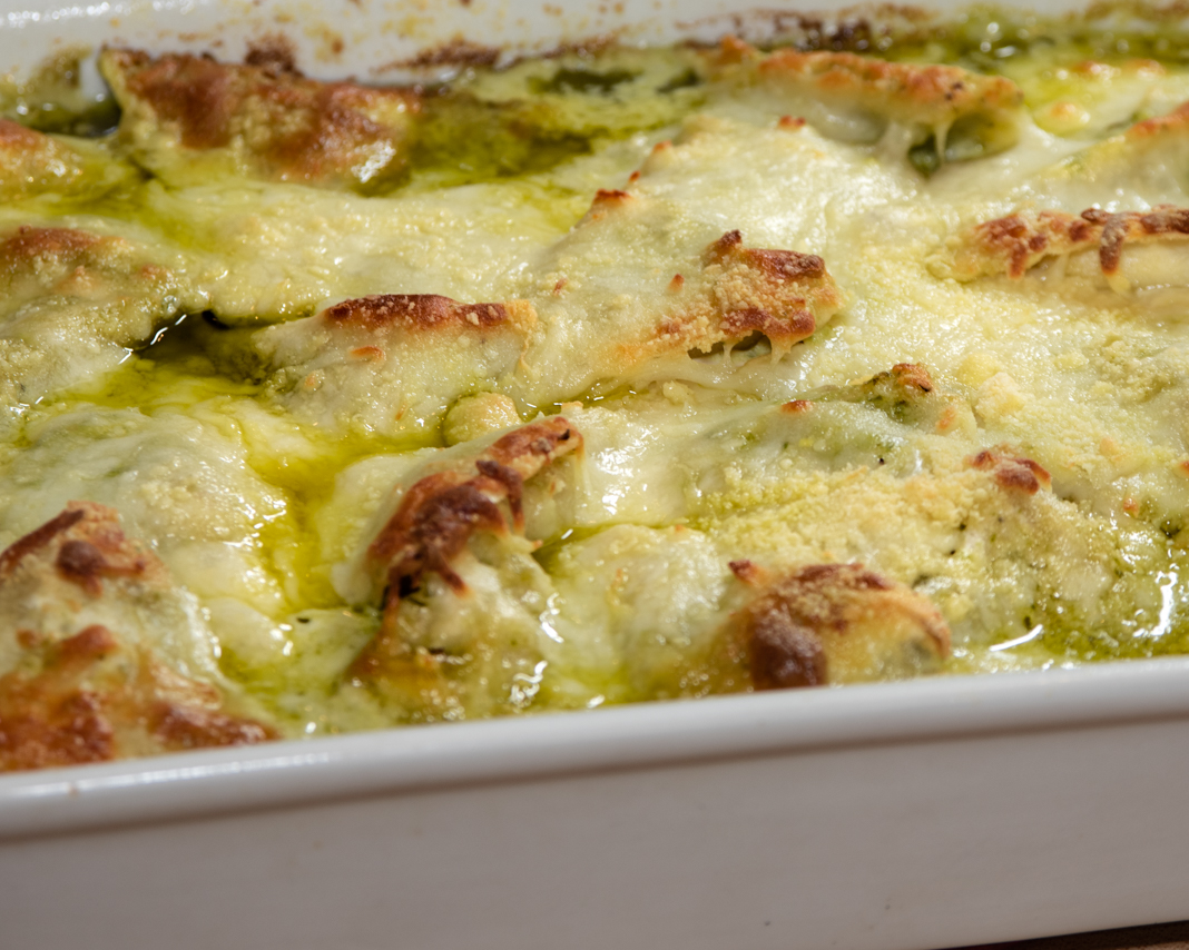 Baked Creamy Pesto Ravioli