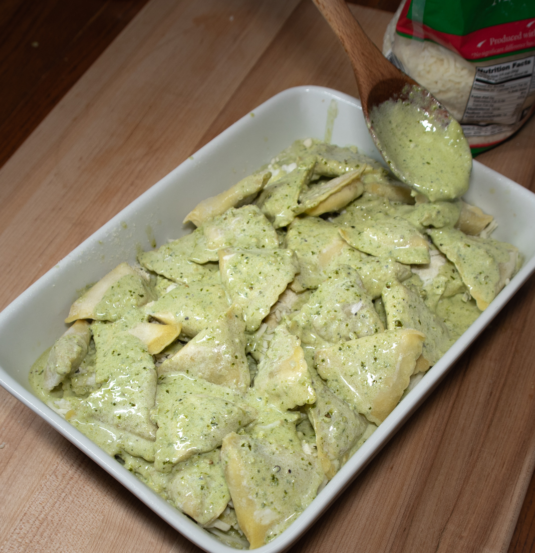 Baked Creamy Pesto Ravioli