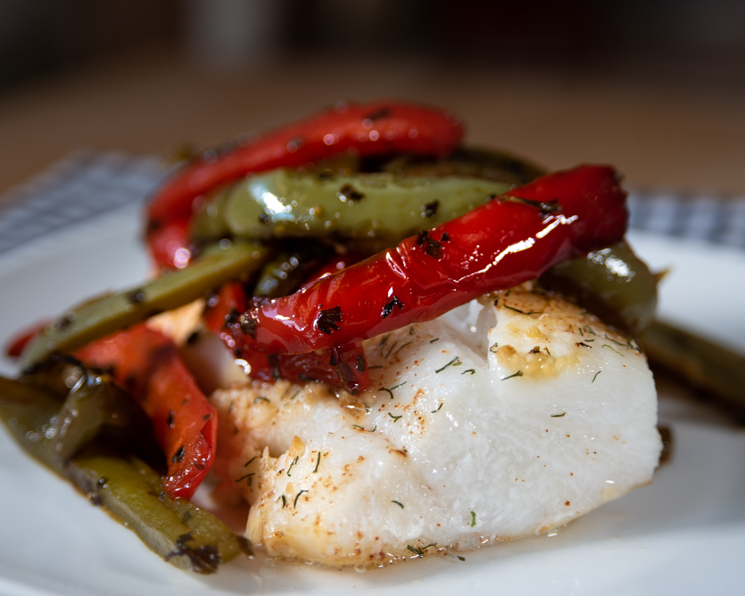 Baked Cod with Sweet and Spicy Peppers