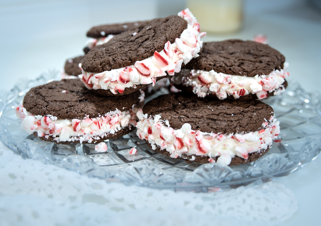 Chocolate and Peppermint Sandwich Cookies